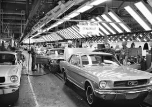 1966 Ford Rouge Assembly Mustangs on final line